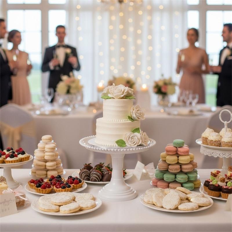 Slip Resistant Base Tall Dessert Display Stand Snacks Fruit Serving Plate Elegant Plastic Construction for Celebration