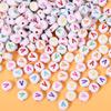 Alphabet Beads: Colorful A-Z Single Letter Round Beads for DIY Jewelry – Flat, White Background, Straight Hole for Stringing Phone Chains & More