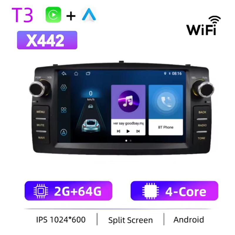 Car Radio Android13 For Toyota Corolla E120 2003-2013 BYD F3 Carplay Multimedia 7'' Player 2Din Autoaudio BT WIFI Navigation GPS