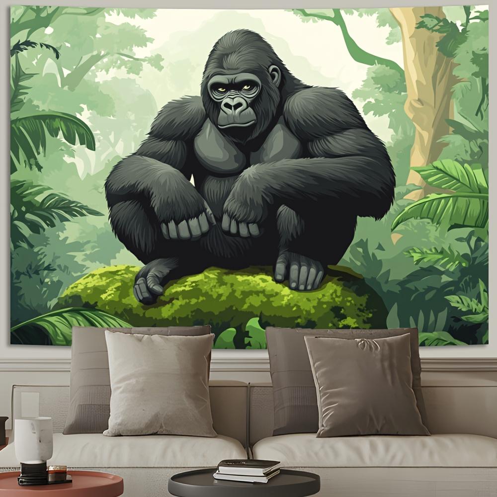 

Majestic Gorilla in the Jungle Tapestry Perfect for Adding Bold and Natural Style to Any Room Decor Ideal for Home Use 74x94cm(29x37in)