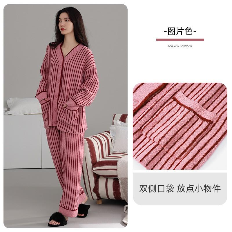 Womens Thick Fleece Pajama Set Winter Cozy Lounge Wear Soft Warm Sleepwear Outfit Home Light Outdoor Use