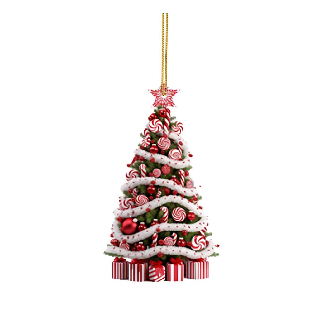2D Acrylic Christmas Tree Hanging Ornaments Pendant Xmas Home Table Decor Gifts 2025 Happy New Year Decor