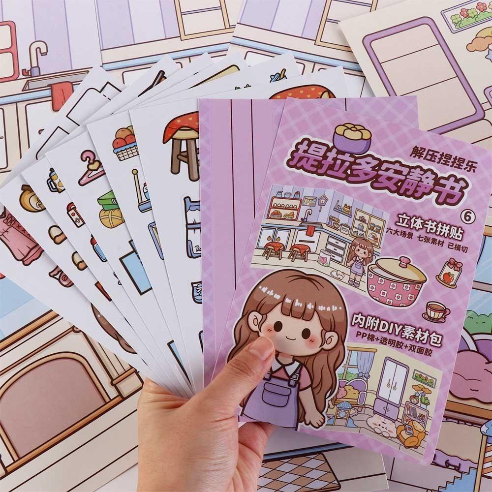 

Книжка с наклейками Щипковая музыка Тихая книга Книги с заданиями Материал для сцены своими руками Наклейка Дети style E