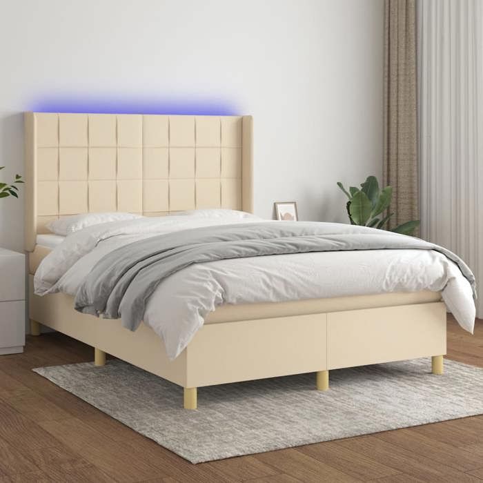VidaXL Sommier à Lattes de Lit avec Matelas et LED, Lit Rembourré, Lit Double, Lit Adulte de Chambre à Coucher Intérieur, 3138882