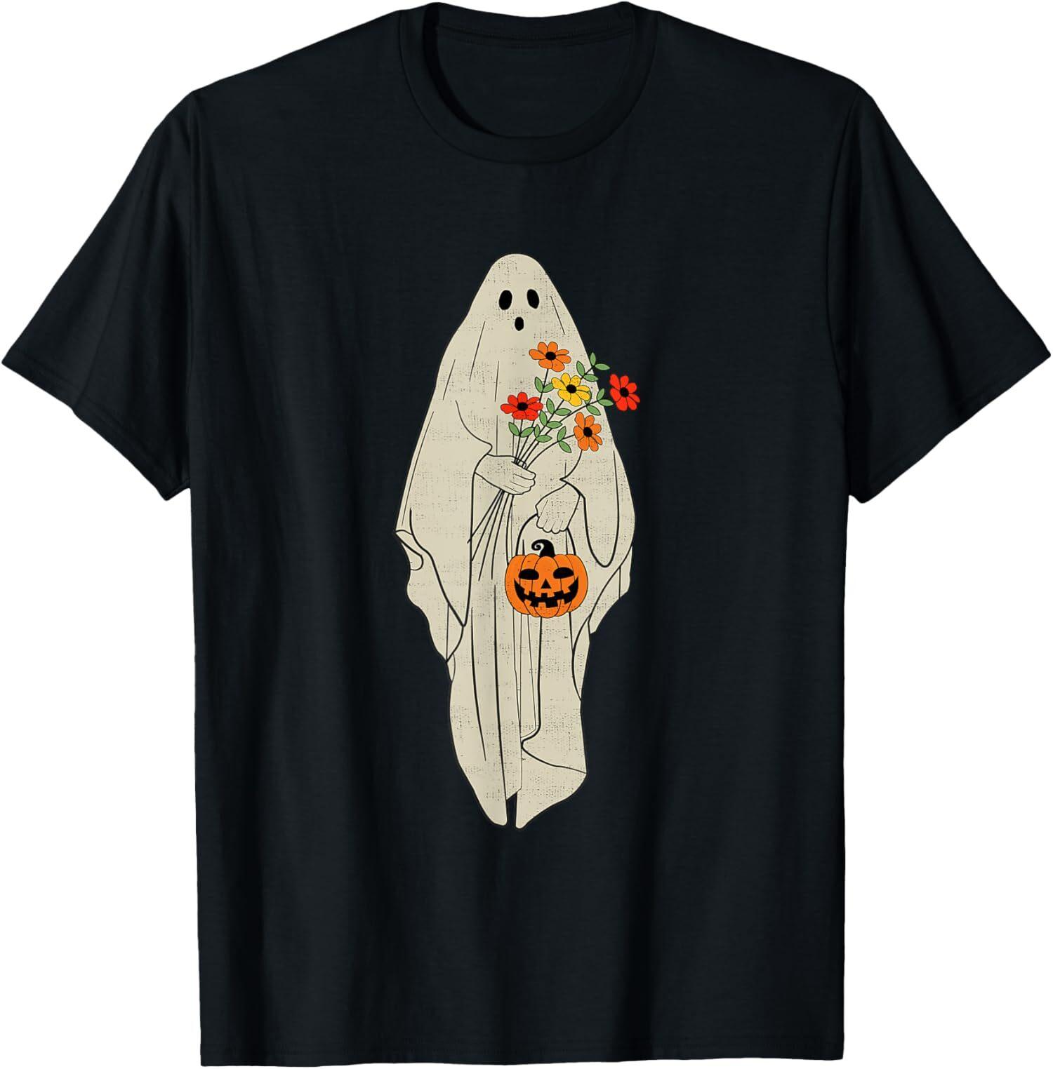 New Limited Vintage Ghost Halloween Pumpkin, Funny Halloween Graphic T-Shirt XXL