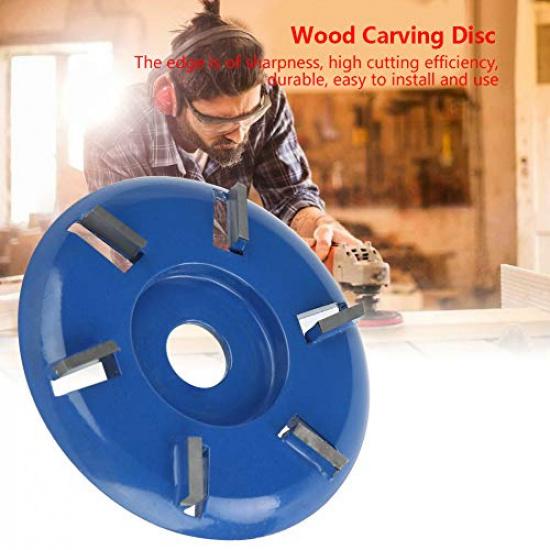 Yosoo123 Wood Cutting Disc, Wood Carving Disc Steel 6-Teeth Milling Cutter Woodworking Tool Angle Grinder Accessories for Softwood Hardwood(02)