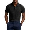 Men’s Short Sleeve Polo Shirt with Subtle Pattern Classic Fit Soft Knit Fabric Comfortable Collar Design