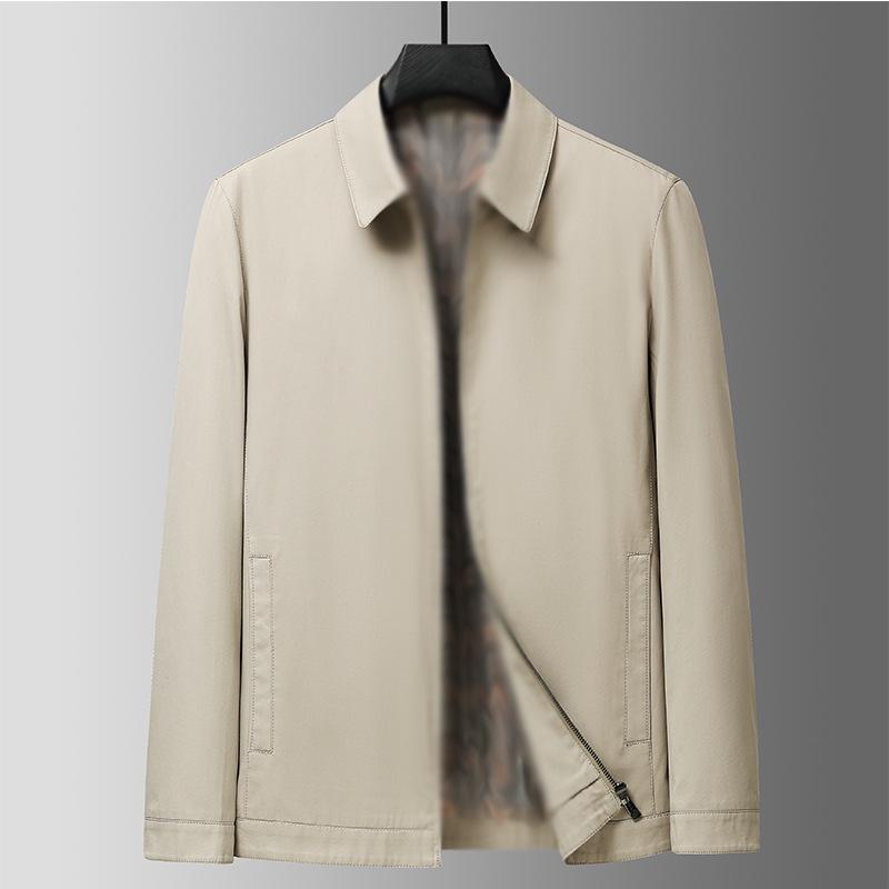 100% Cotton Men's Fashion Lapel Jacket - Perfect for Spring/Autumn Business Wear for Middle-Aged Leaders