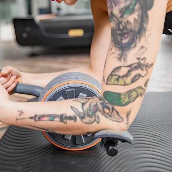 Abs Roller Wheel with Elbow Support Knee Pad 4D Abs Roller Mute Exercise Wheels Core Fitness Workout Equipment