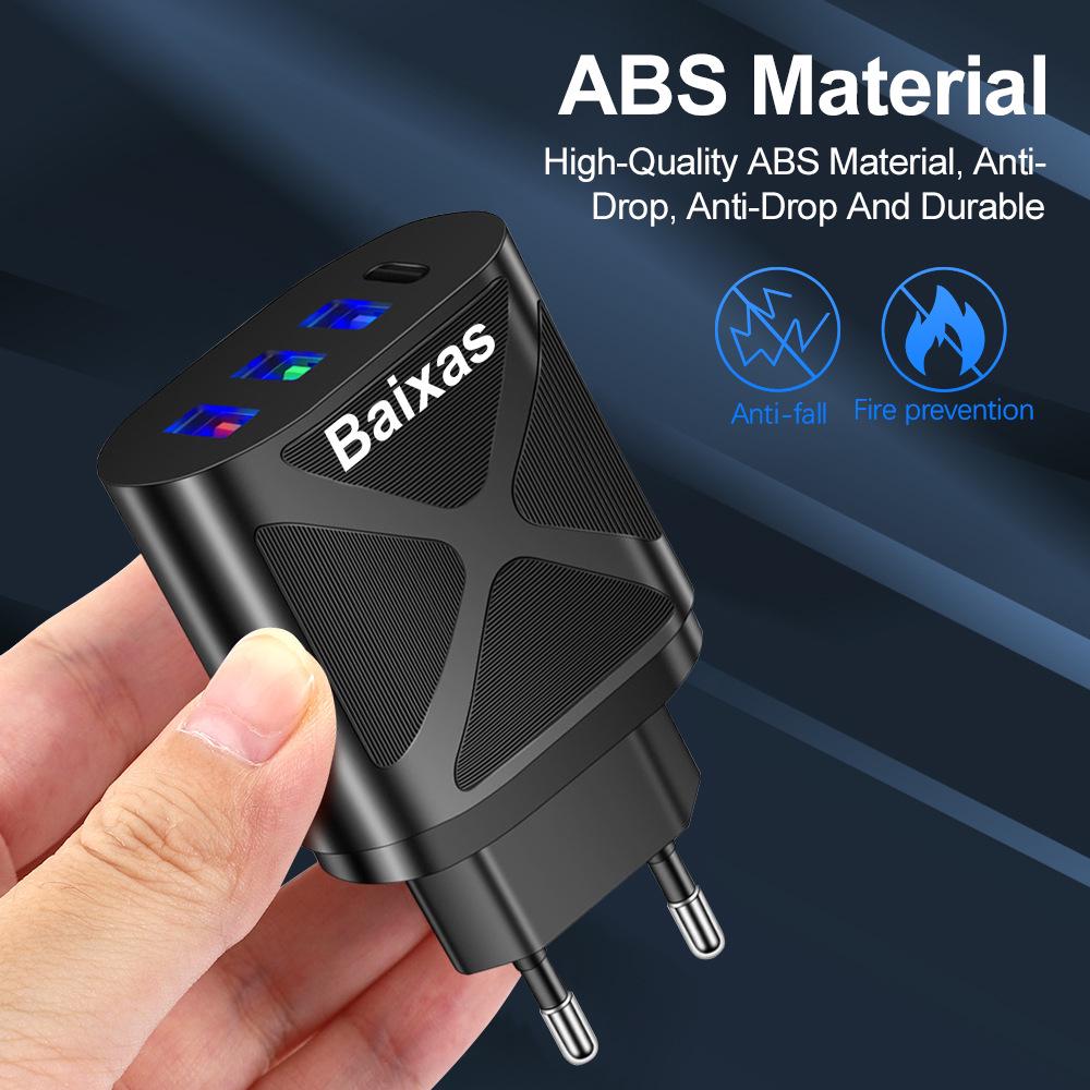 Universal Travel Charger: EU 3-USB + Type-C, US/UK Standard, 5V 2.4A