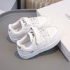 New children's school leather sneakers, casual versatile sneakers for older kids, running shoes with Velcro, solid color sneakers
