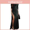Elegant Women Casual Long Sleeve Patchwork Sequined Off Shoulder Pullover Dress