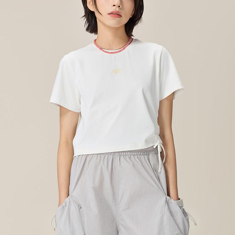 Women's New Balance T-Shirts Women's Ecru Crew Neck Moderate