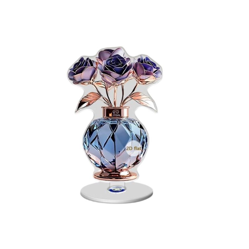 Delicate Flower Pattern Optional Acrylic Display Stand Rotates Desk Ornament 2D Flat Acrylic for Home Decorations