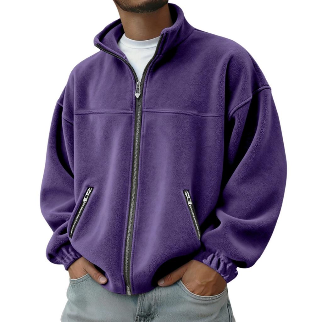 Men's Stand Collar Zip Up Hoodie Full Zip Casual Sweatshirt for Everyday Wear