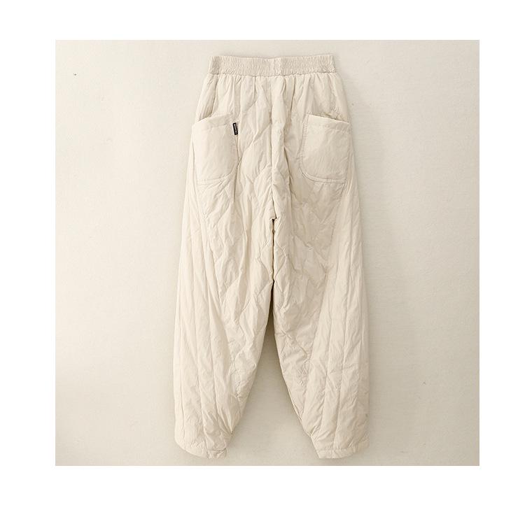 Xin Xing 2024 Women's High Waist Loose Fit Warm Down Cotton Pants