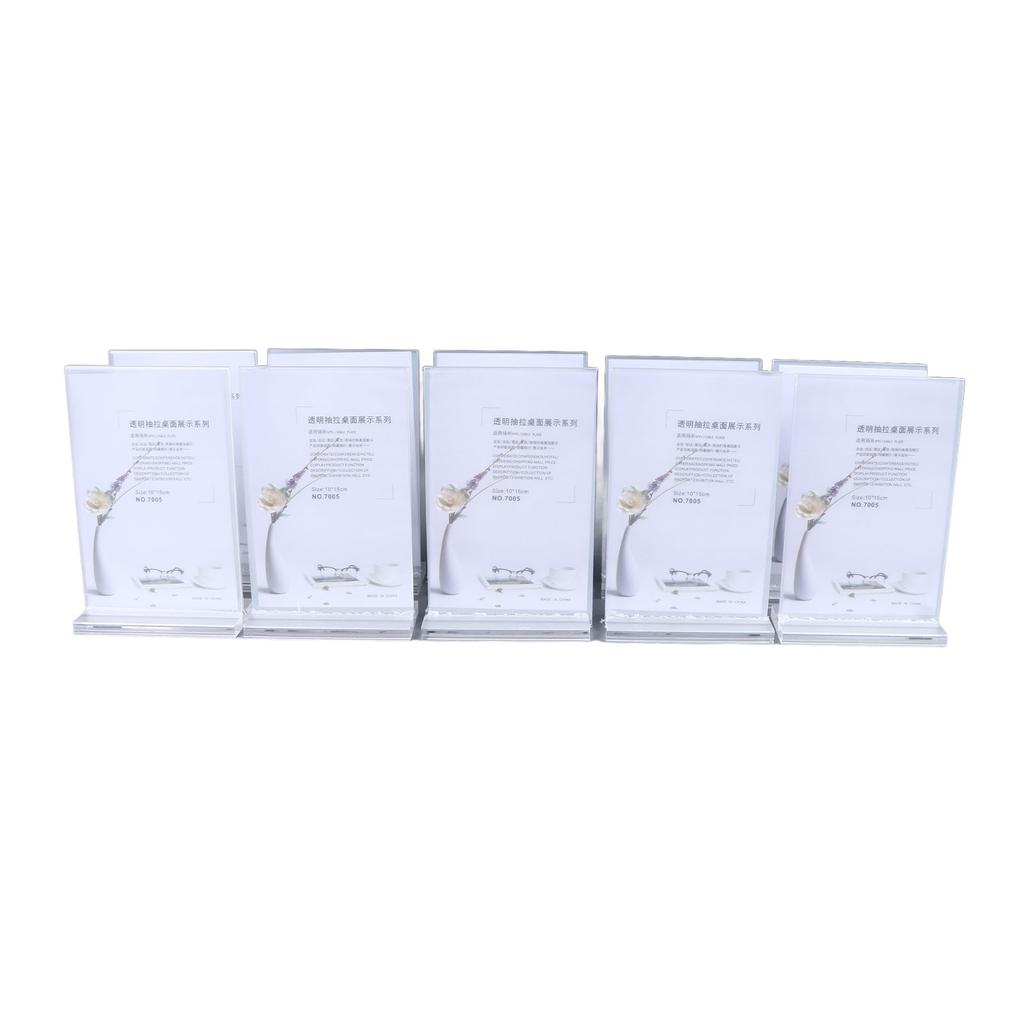 10 Pcs Clear Acrylic Place Card Holder Acrylic Sign Holder Transparent T Shaped Double Sided