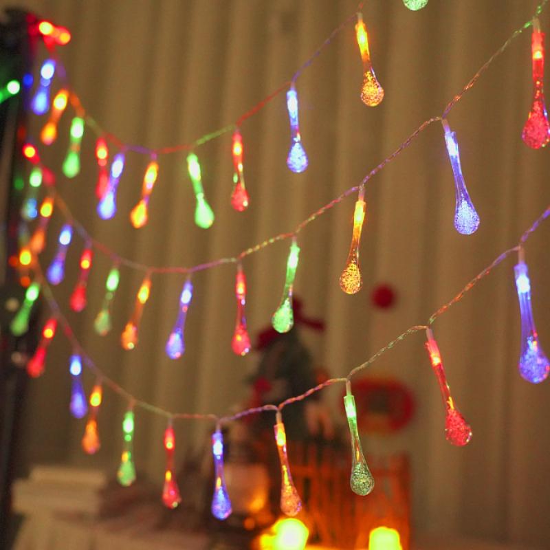

Светодиодная хрустальная гирлянда-капля воды, подвесной светильник с 10/20/40 светодиодами, для использования в помещении и на улице, для украшения сада, Рождества, свадьбы, вечеринки Colorful-1.5m 10Led