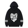 Unisex Gothic Print Hoodie With Ribbed Hem Loose Fit Long Sleeve Sweatshirt, Rock Music Style, Soft Fleece Pullover