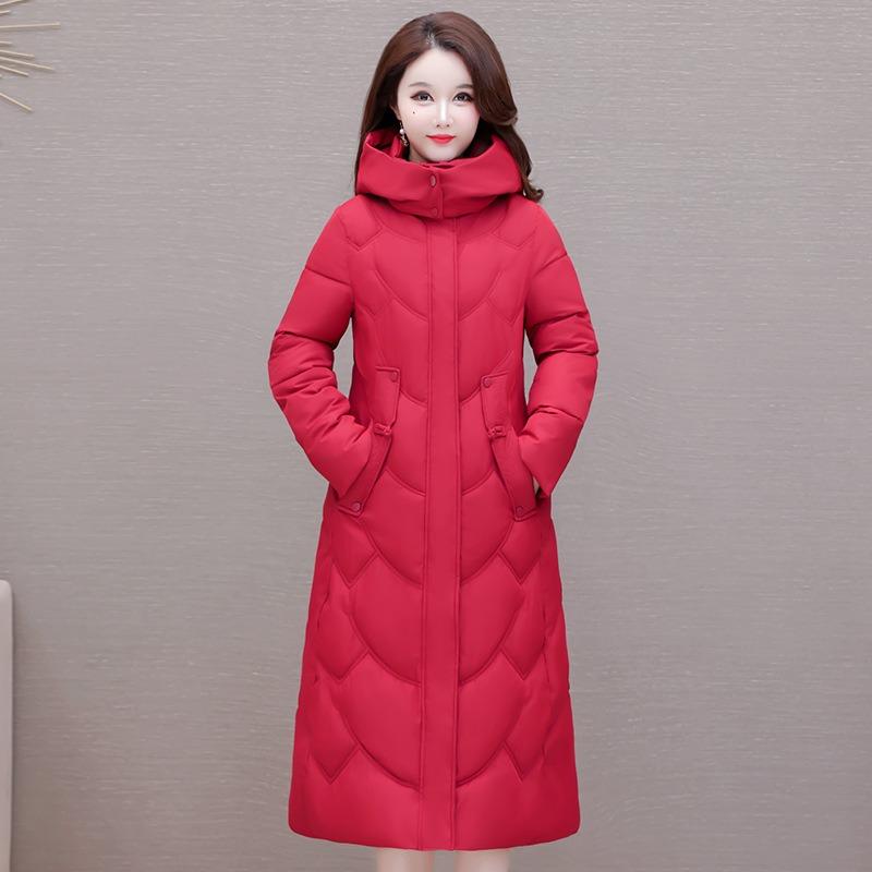 Winter Hooded Women's Cotton-padded Clothes Women's Long Knee-slim Cotton-padded Jackets Thermal Down Cotton-padded Clothes Women's Jackets