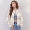 Womens Striped Cardigan Casual Long Sleeve Open Front Button Down Loose Knit