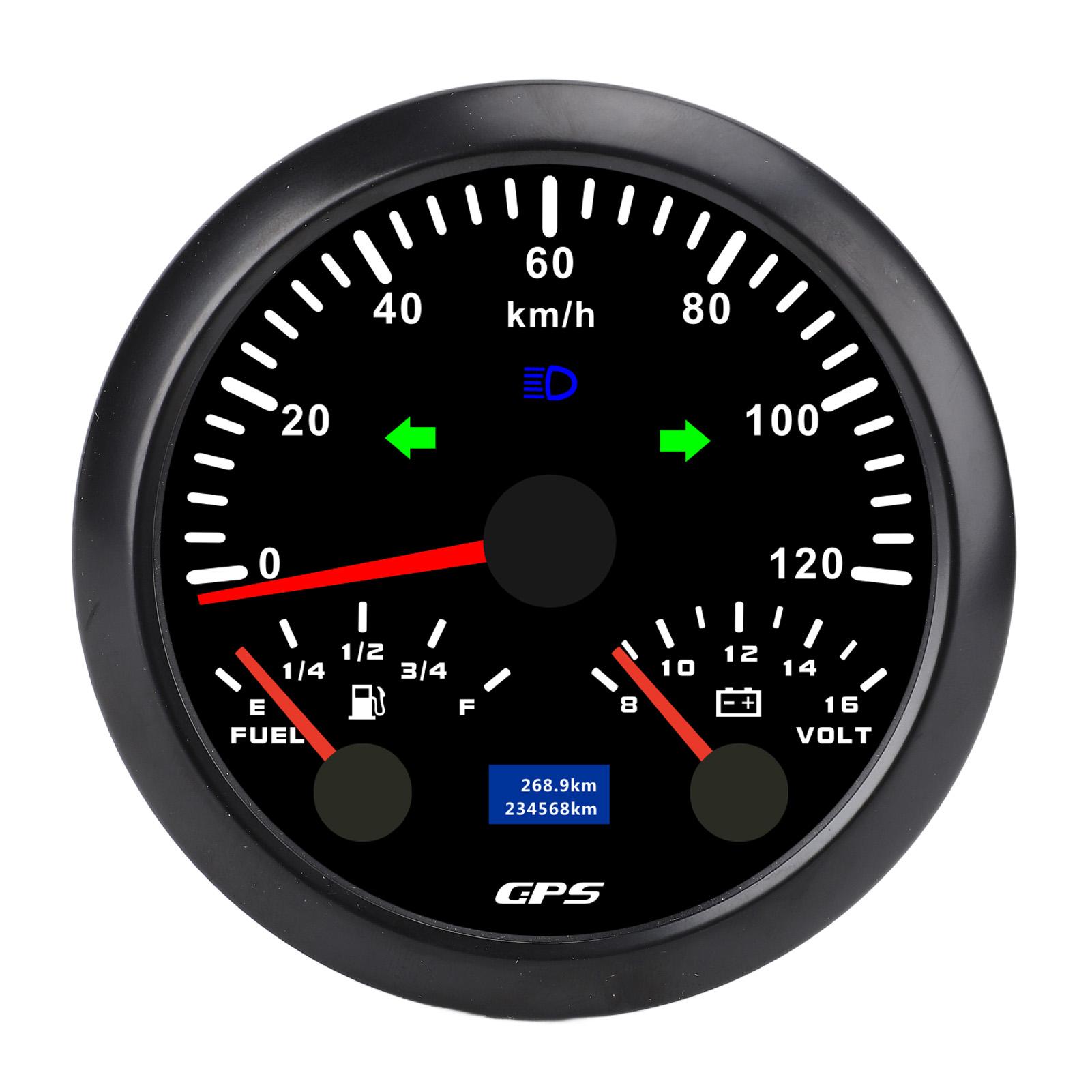 

85 мм 3 3 8 дюйма GPS Спидометр Одометр с Вольтметром Указателем Уровня Топлива Указателем Поворота 3 в 1 120 км/ч для Автодома Яхты Грузовика 7
