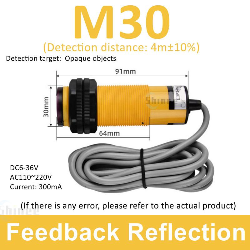 1PCS E3F-DS30C4 Proximity Switch Photoelectric Sensor Switch NPN PNP DC6-36V 30cm Detection Range Adjustable Diffuse Reflection