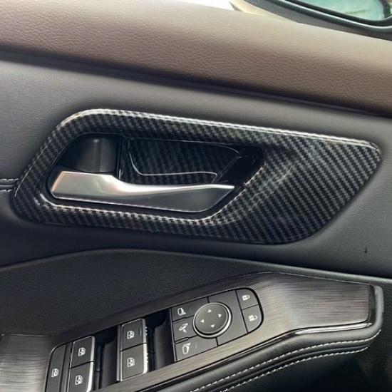 For Nissan Rogue X-Trail 2021 Carbon Fiber ABS Side Door Handle Bowl Cover Trim