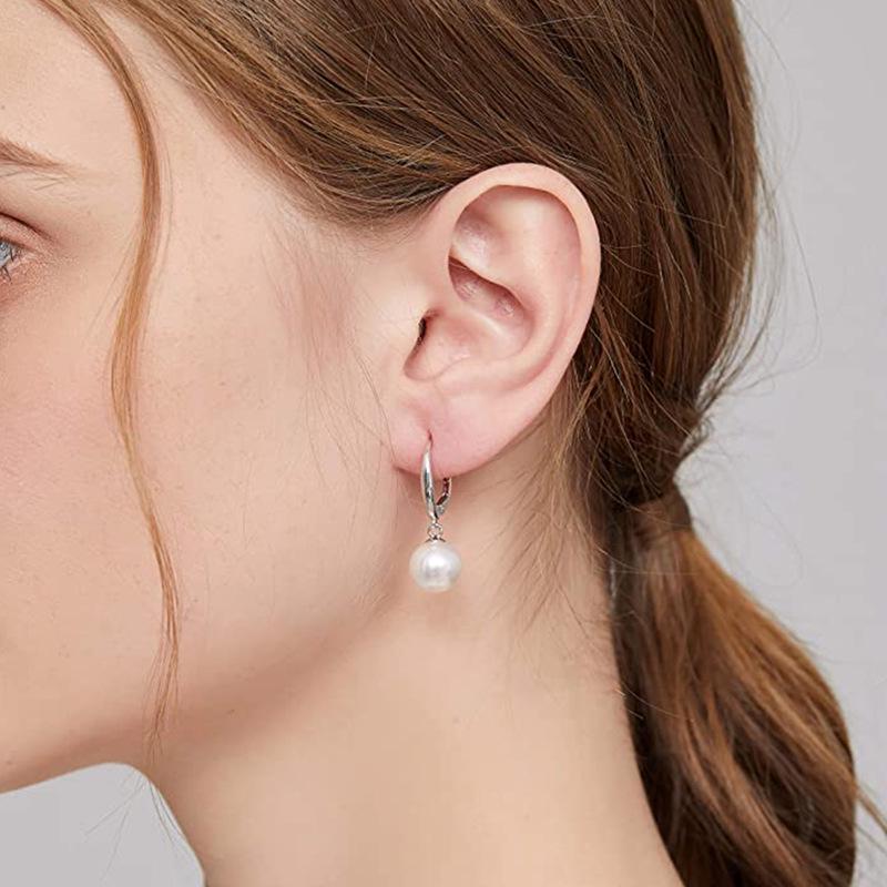 S925 Stříbro Evropské a Americké Náušnice - Jednoduché, Módní a Elegantní Francouzské Náušnice