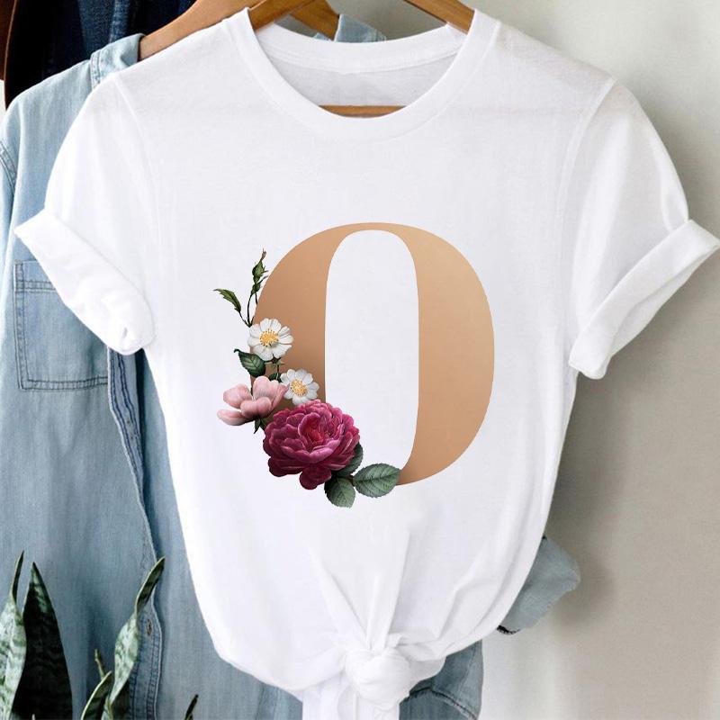 Woman Tshirts 26 Letter Customization T-Shirt Ladies Fashion Top Female Tees Casual T Shirt Summer Short Sleeve Femme