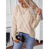 Autumn and Winter New Solid Round Neck Diamond Women's Casual Knitted Sweater 2024
