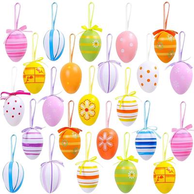 12/24 Pcs Plastic Easter Hanging Ornaments for DIY Crafts Party Favor Easter Gift