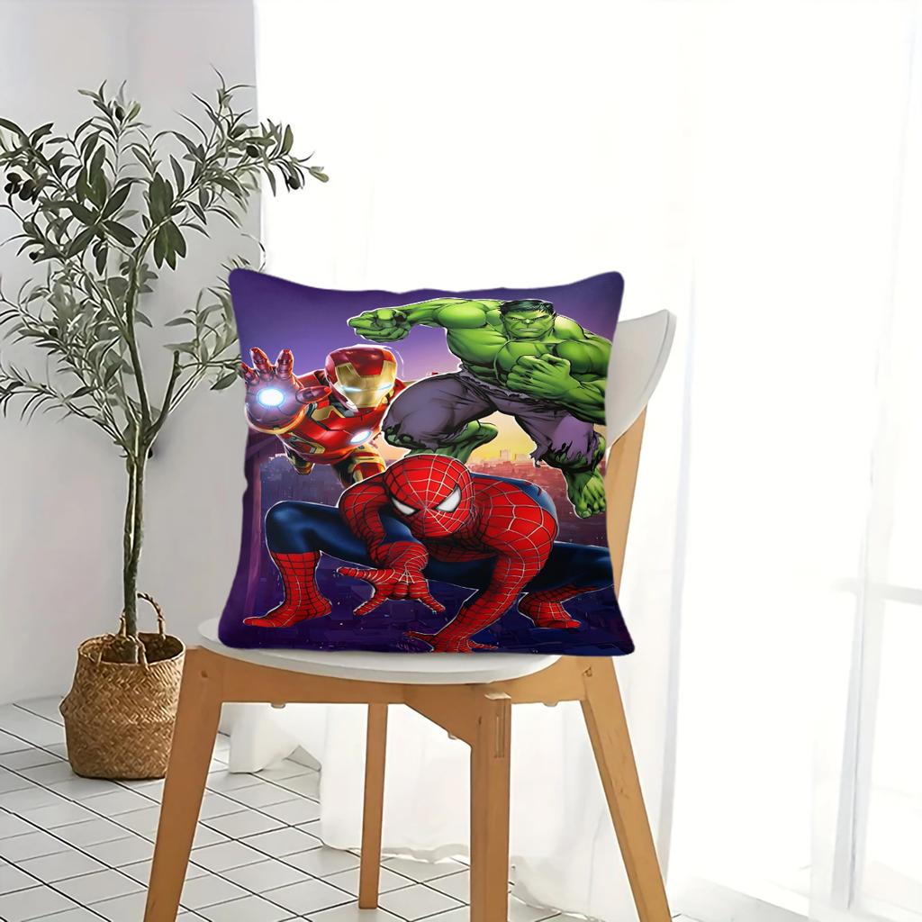 Marvel Avengers Printed Square Throw Pillow, Soft Microfiber Decorative Cushion For Sofa Bedroom