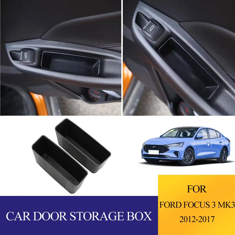 Car Rear Door Armrest Storage Box for Ford Focus 3 MK3 2012-2017 Back Door Handle Container Tray Case Accessories