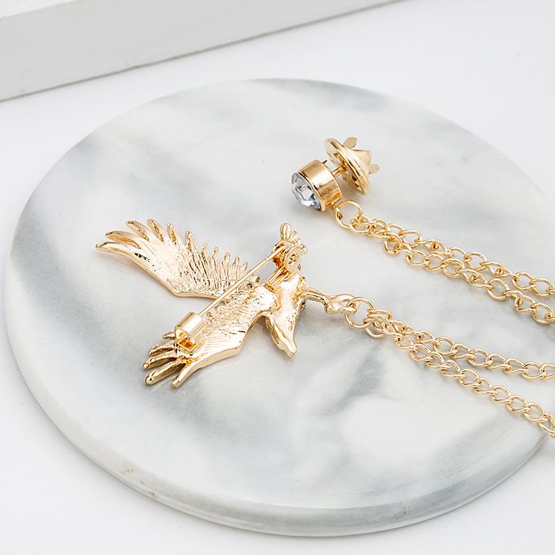 British Style Men's Eagle Chain Brooch with Versatile Tassel Pin