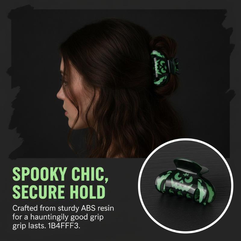 Halloween Zucca Luminosa Fantasma Pinze per Capelli Brillantini al Buio Pinze a Mascella Per Capelli Spessi Cosplay Festa Accessorio per Capelli da Donna Regalo