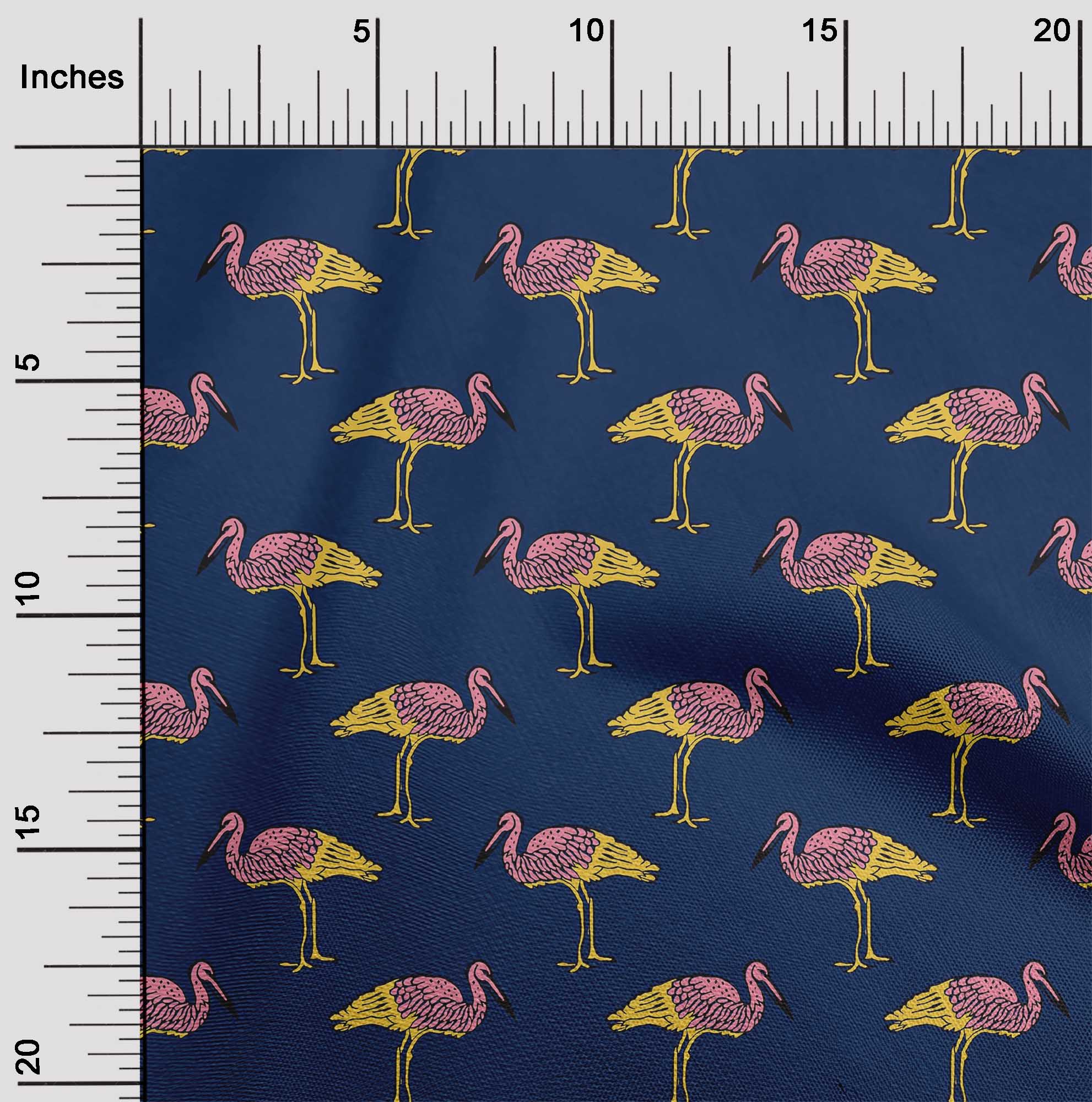 

OneOone Cotton Flex Fabric Heron Block Printed Тканина 1 ярд шириною 40 дюймів 42 Inch - Viscose Chiffon темно-синього кольору