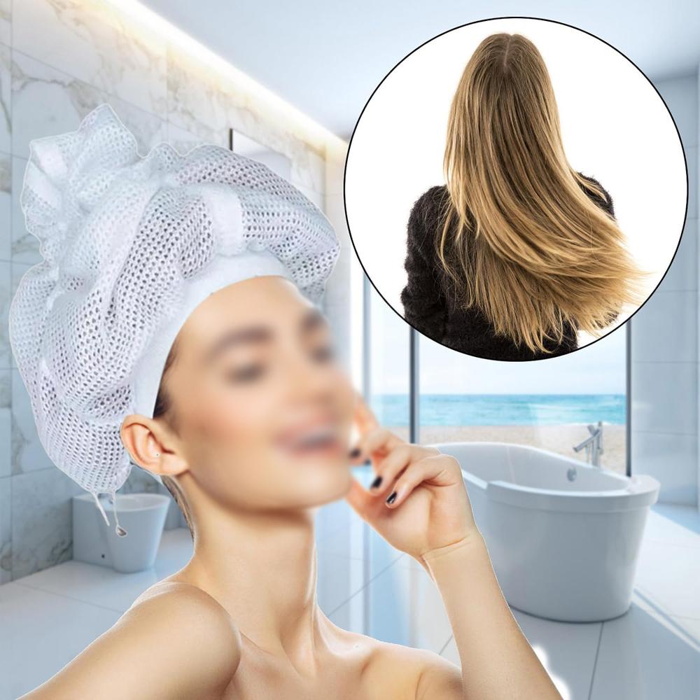 Síťovaná plopping čepice na sušení kudrnatých vlasů, Soulta síťovaná plopping čepice, Čepice na sušení vlasů, Nastavitelná