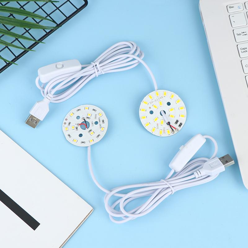 1 Pcs Dc5V Dimmable 48/55Mm Led Chips Smd5730 Led Lamp Usb Dimmer 5W 10W Light Board White Warm Light With On/Off Swicth Cable