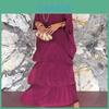 Polyester Chiffon Batwing Sleeve Long Dress With Ruffle And Loose Waist For Spring Fashion