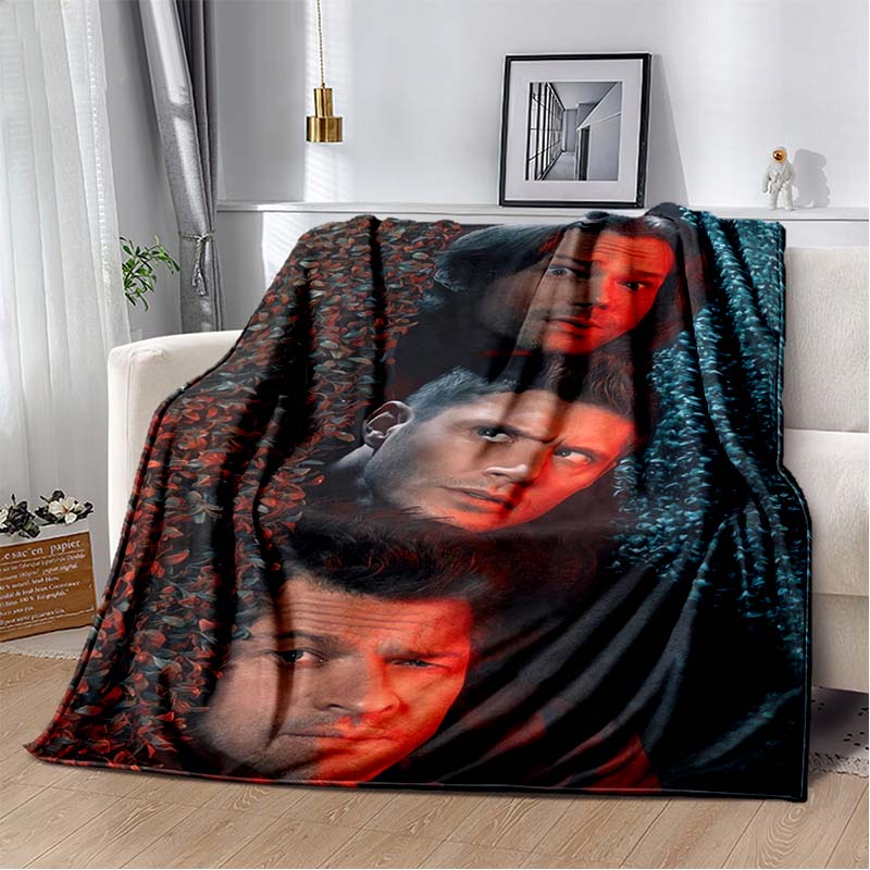 2026 New Supernatural Dean Sam Printed Blanket flannel Sofa Bed Cover for Four Seasons Comfortable Sleep Portable Warm Blanket