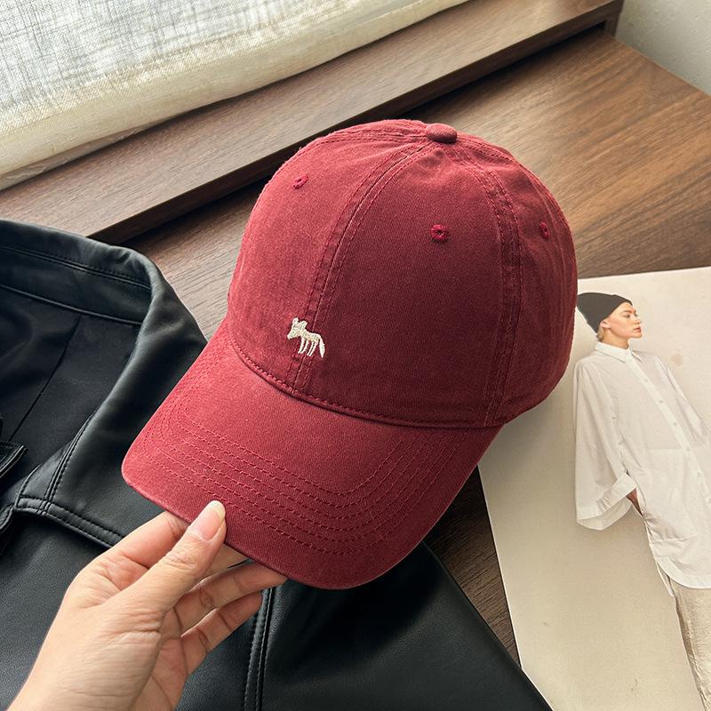 Grape Purple Embroidered Little Fox Soft Top Baseball Cap Women's New High Quality White Cap