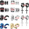 Set de Pendientes Magnéticos de Acero Inoxidable con Forma de Cruz y Circonita para Hombres y Mujeres