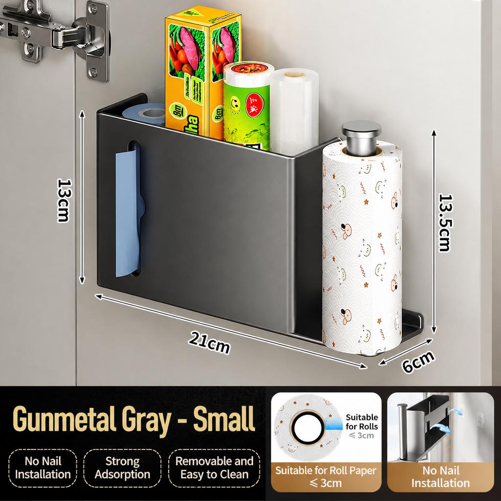Kitchen Storage Rack Organizer Wall-Mounted Modern Minimalist Carbon Steel Under-Cabinet Rectangular
