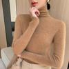 Women's Black Wool Semi-High Neck Base Layer Sweater - Soft, Comfortable, Slimming Fit for Autumn/Winter.