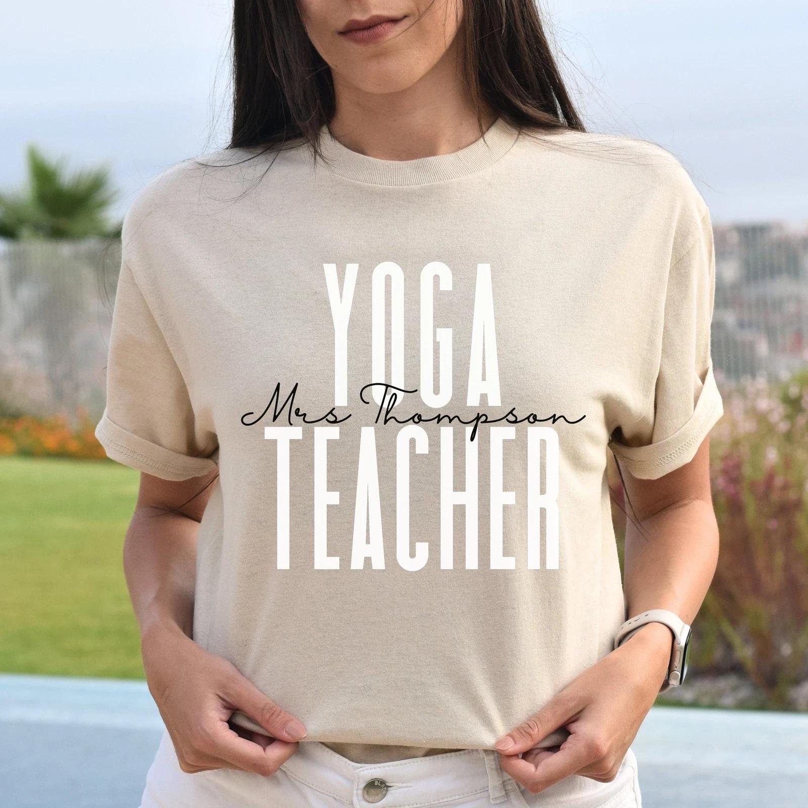 Personalized Yoga teacher T-shirt gift Custom name gym yoga educator Unisex Tee XL