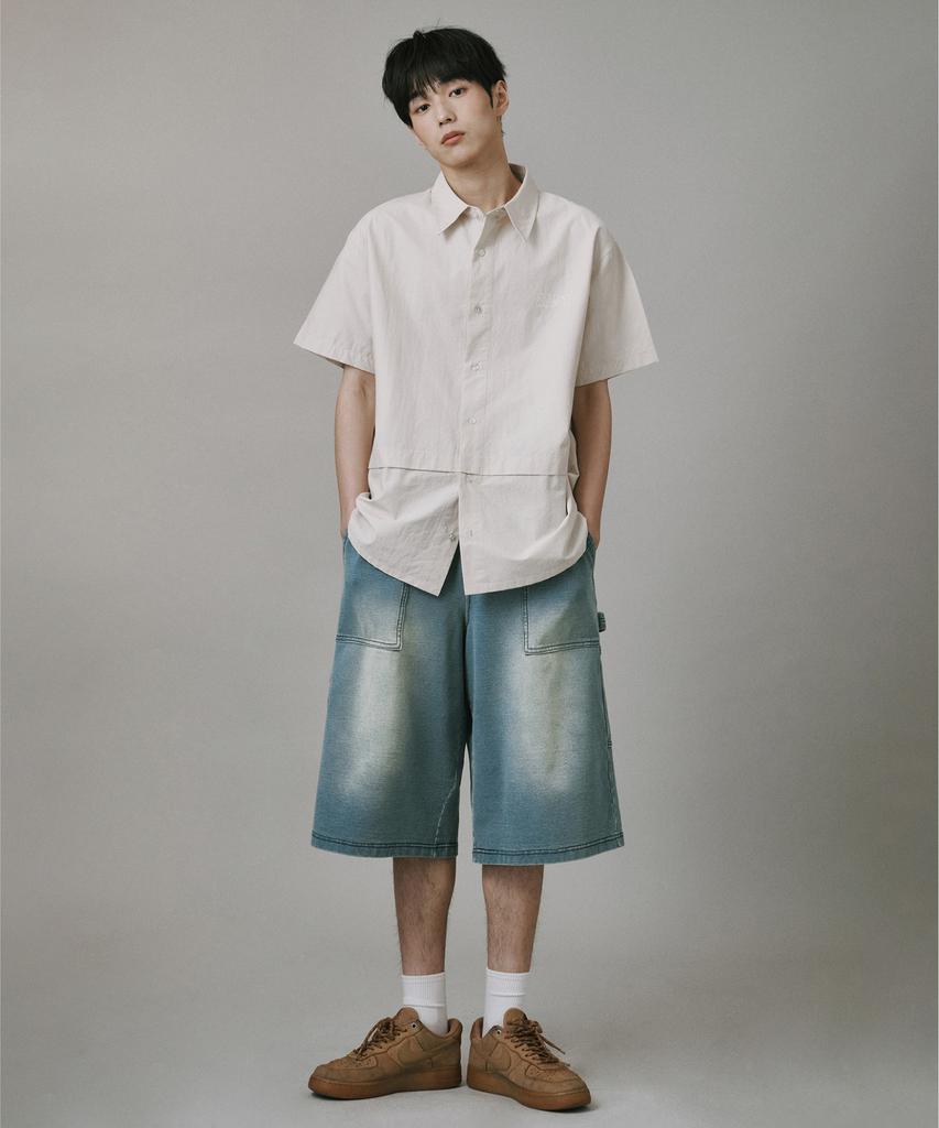 Beodeonteu Oversized Nylon Flap Shirt [Light Beige]
