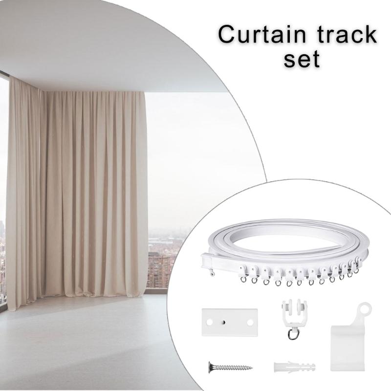 White Curtain Rails Track Kits 5 Meter Quiet Glides Rollers Set Easy Installation for Home and Office Window Treatments