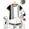 Creative Fun Stripe Pattern Children's Summer Fashion Comfortable Soft Breathable Short Sleeved Two-piece Set