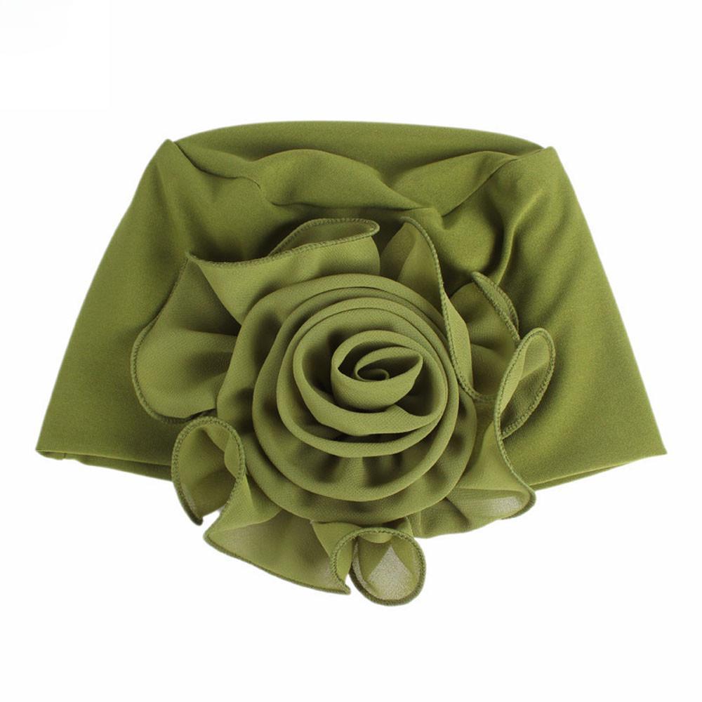 Women Ladies Retro Big Flowers Hat Turban Brim Hats Pile Cap